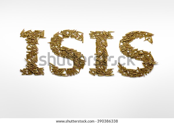 Isisの軍事攻撃のコンセプト 白い背景に行頭文字で作成されたフォントでword Isisを入力 のイラスト素材