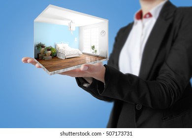 Concept modern interior. 3D rendering
