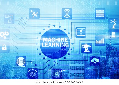 Concept of modern IT technology with machine learning