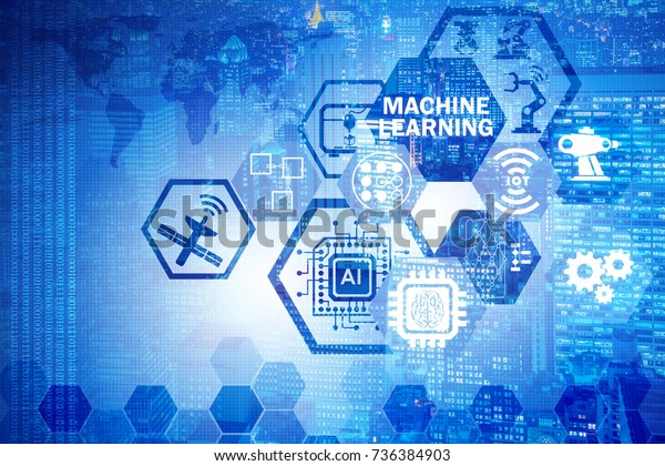 機械学習による現代のitテクノロジーのコンセプト のイラスト素材