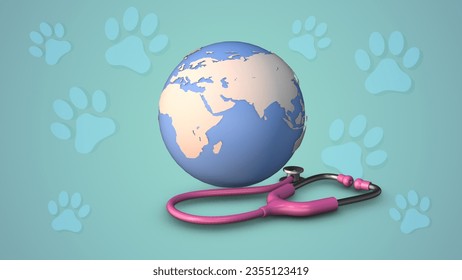 Concept for National Rabies Day with a dog paw and a stethoscope for the environment 3D Illustration - Powered by Shutterstock