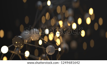 Concept of network and internet communication. Abstract computer graphics. 3D rendering with DOF