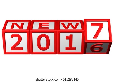 Concept: New Year 2017 blocks, isolated on white background. 3D rendering.