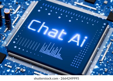 Concept of online chat with artificial intelligence against the background of future technologies. Evolution of chat support. 3d render.