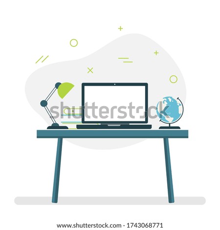 Concept for online education. E-learning, online education at home. Flat design concept of education, training and courses, learning.
