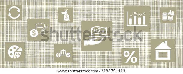 Concept of\
personal loan with icons on\
squares