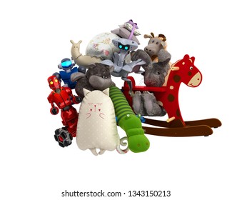 Concept Of Product Categories Toys 3d Render On White Background 