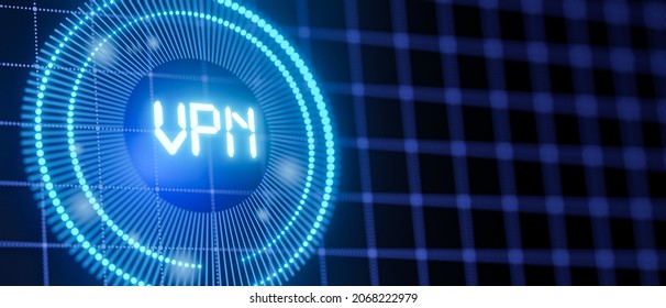 Concept of protected Internet connection VPN. Means for bypassing the dictatorial internet locks. 3D render.