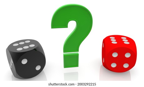 Concept of question mark with dice.3d illustration