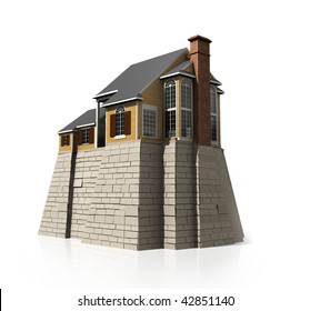 Concept safety house with big heavy foundation.
