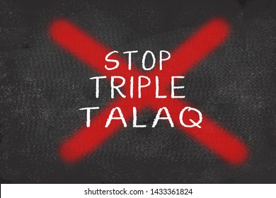 Concept Of Showing Ban On Triple Talaq With Red Cross Mark Over Triple Talaq Text Black Board