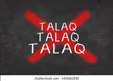 Concept Of Showing Ban On Triple Talaq With Red Cross Mark Over Triple Talaq Text Black Board