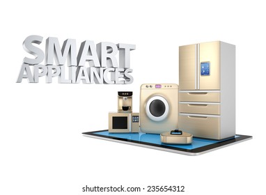 Concept Of Smart Kitchen Appliances Control By Tablet PC