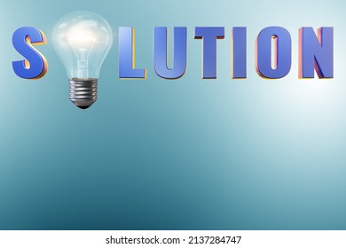 Concept of soluton with light bulb-3d rendering