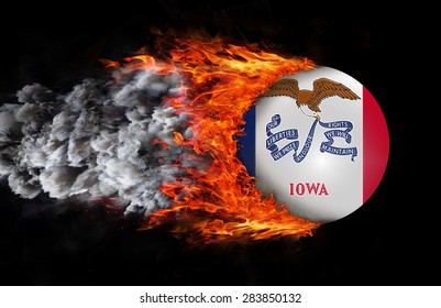 Concept of speed - Flag with a trail of fire and smoke - Iowa - Shutterstock ID 283850132