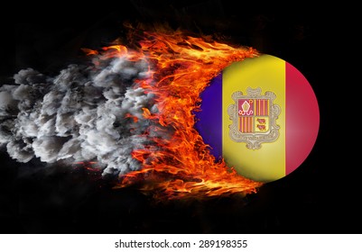 Concept of speed - Flag with a trail of fire and smoke - Andorra - Shutterstock ID 289198355