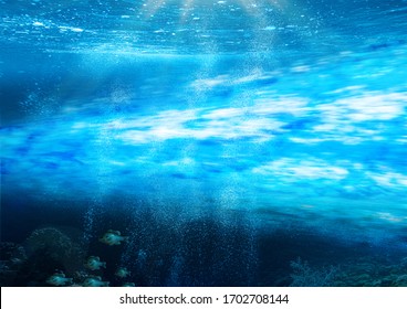 Concept Of The Swift Gulf Stream Underwater Ocean Current Flowing In The Atlantic, 3d Render