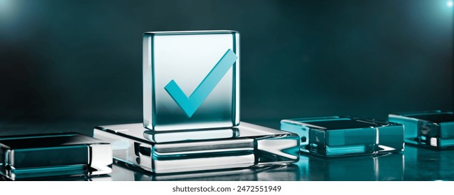 Concept of technology approval, digital verification. Democratic elections. List. Change of power. Checkbox. Referendum. Choice. Choice Concept. Vote. Right to choose. Voting flag. 3d render.
