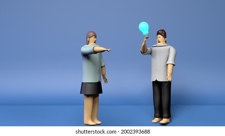 concept of think idea . minimal design.  icon 3d rendering 3D illustration 3D rendering