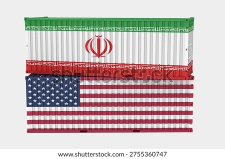 Concept of trade confrontation between Iran and USA. 3d illustration