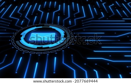 The concept of transferring data via email. Copy space