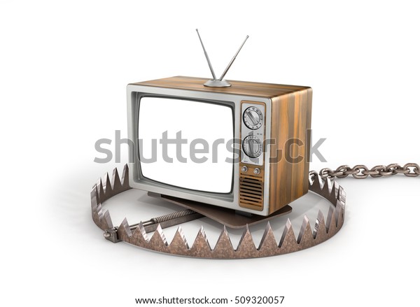 Concept Tv Dependence Tv Trap Tv Stock Illustration