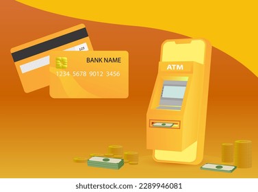 concept of using atm machine, credit card, finance