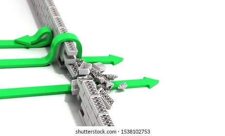 concept of various solutions to problems green arrows break through the wall or jump over the wall or turn around 3d render on white