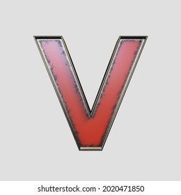 A Concept Vintage Marquee Signage V Letter Made Of Worn Metal On An Isolated Background - 3D Render