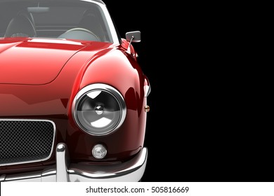 Concept Vintage Red Car / 3d Render