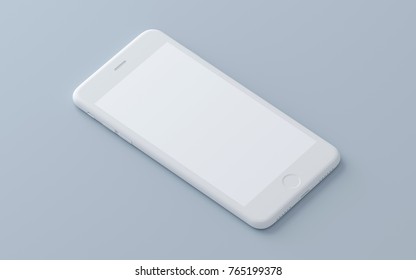 Concept Whte Iphone On A Isolated Background. 3d Render