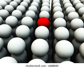 A conceptual abstract image representing being unique, in a world of clones