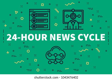 Conceptual Business Illustration With The Words 24-hour News Cycle