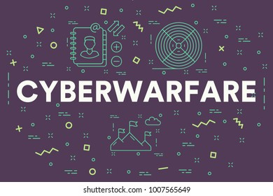 Conceptual Business Illustration With The Words Cyberwarfare