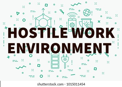 Conceptual Business Illustration With The Words Hostile Work Environment