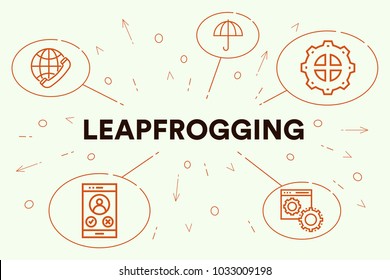 Conceptual business illustration with the words leapfrogging