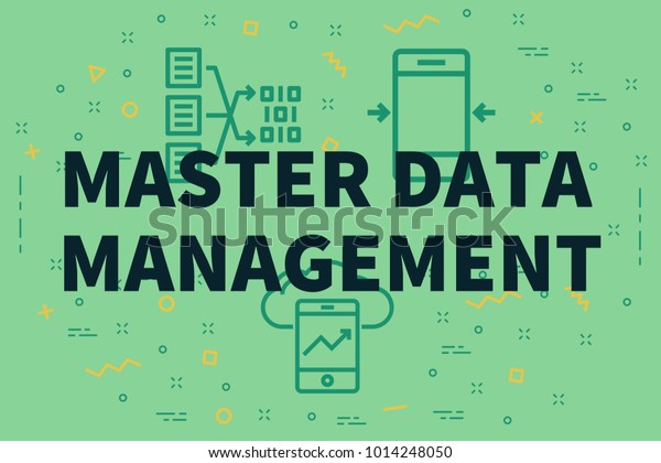 マスターデータ管理という言葉を持つコンセプト的なビジネスイラスト のイラスト素材