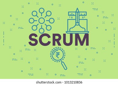 Conceptual Business Illustration Words Scrum Stock Illustration 