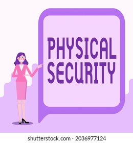 Conceptual Caption Physical Security. Business Overview Designed To Deny Unauthorized Access To Facilities Displaying Important Informations, Presentation Of New Ideas