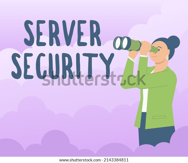 Conceptual caption Server\
Security. Word for web server that guarantees secure online\
transactions Woman Looking Through Hand Held Telescope Seeing New\
Opportunities.