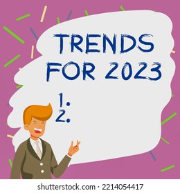 Conceptual Caption Trends For 2023. Conceptual Photo List Of Things That Got Popular Very Quickly In This Year