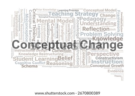 Conceptual Change Word Cloud. Composition Of Words Related To Learning, Knowledge Restructuring, Misconception Correction, Critical Thinking, And Educational Research.