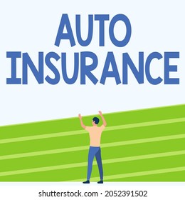 Conceptual display Auto Insurance. Business approach mitigate costs associated with getting into an auto accident Athletic Man Standing On Track Field Raising Both Hand Showing Celebration. - Powered by Shutterstock