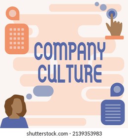 Conceptual Display Company Culture. Business Concept The Environment And Elements In Which Employees Work Woman Innovative Thinking Leading Ideas Towards Stable Future.