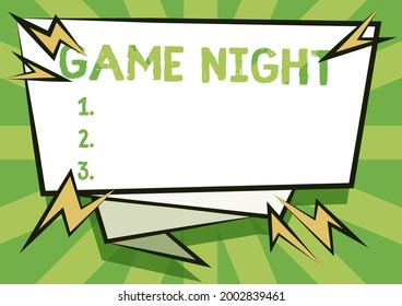 Conceptual display Game Night. Internet Concept usually its called on adult play dates like poker with friends Abstract Displaying Urgent Message, New Announcement Information - Powered by Shutterstock