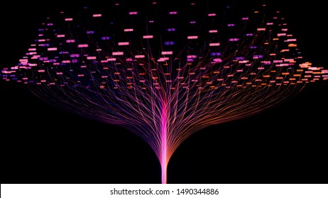 Conceptual Futuristic Look At Information Technology Of Internet Of Things IOT Big Data Cloud Computing Using Artificial Intelligence AI - 3D Rendering