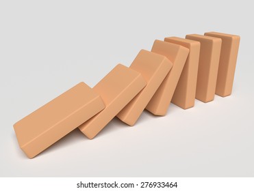 Conceptual illustration of falling bricks which push each other