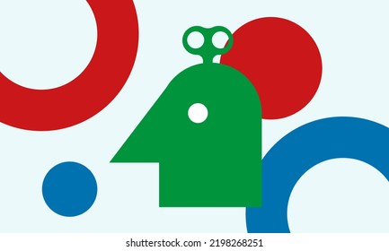 Conceptual Illustration On Psychology, Emotion Management And Personal Growth. Know Yourself. Minimalist Face In Profile.
