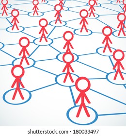 Conceptual Illustration Of Stick Figures Building A Social Network.