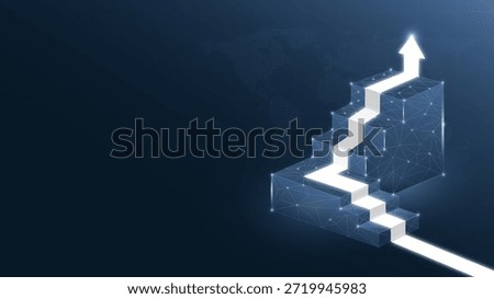 Conceptual image of a digital staircase symbolizing growth, progress, and success in the business world.